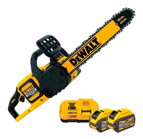 Motosierra eléctrica a batería DeWalt DCCS670B + 2 Baterias 12Ah +  Carregador DCB118 220V de 2400W color amarillo y negro