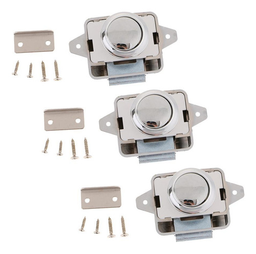 3sets Push Button Knob Lock Rv Trailer Motorhome Cajón