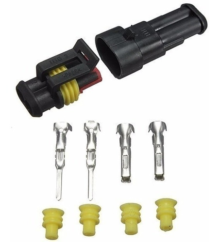 Conector Tipo Arnes Xenon Contra Agua 5 Kits Negro