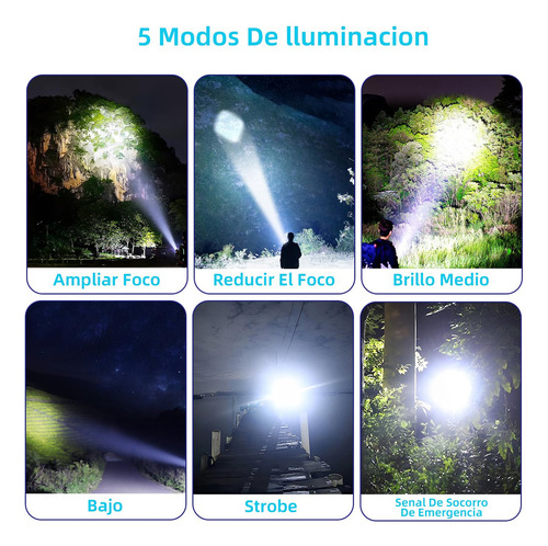Linterna Recargable 10000 Lumenes Linterna Táctica Súper
