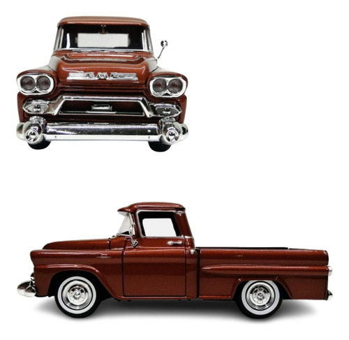 Gmc 100 1958 Fleetside Motormax Diecast Escala 1:24 Color Café