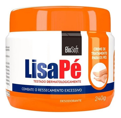  Creme Pés Ressecado 240g Biosoft Hidratante Lisa
