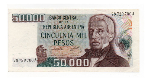 Billete Argentina 50000 Pesos Ley Bottero 2499 Tirada Corta