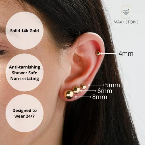 Pendientes De Bolas De Oro Pequeño Amarillo Para Mujer Oro R