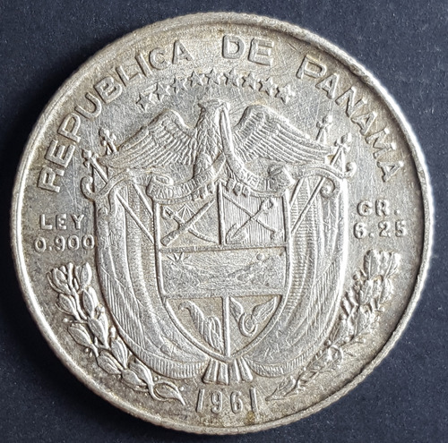 Panama 1/4 De Balboa De 1961 De Plata