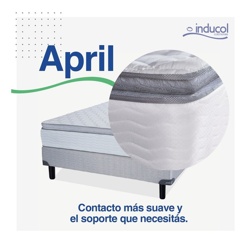 Imagen 4 de 4 de Sommier 1 Plaza Inducol April Resortes Bonnell 80x190