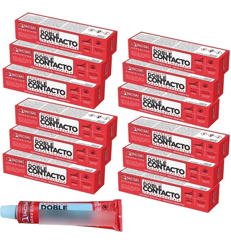 Adhesivo Cemento De Contacto Doble Tacsa Pomo 50cc Pack X 12