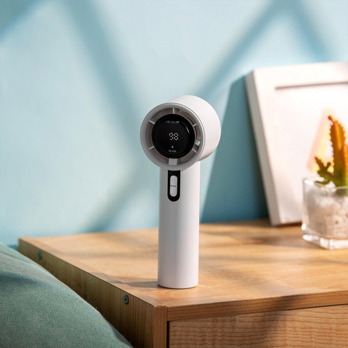 Ventilador De Mano Carga Usb Pantalla Digital Ligero Con
