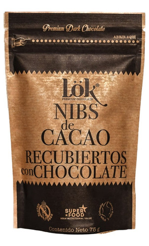 Nibs De Cacao Lok Recubierto Con Chocolate X 75g