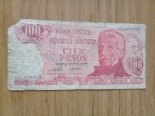 Billete 100 Pesos Ley Con Tres 6 Y Termina Con Cinco 9  R C