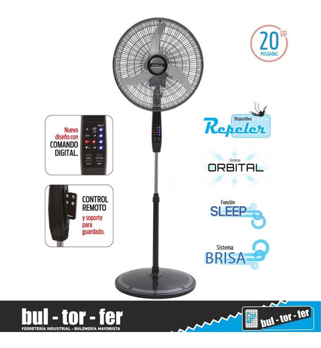 Imagen 2 de 8 de Ventilador De Pie Orbital Repeler Digital Liliana 20 PuLG