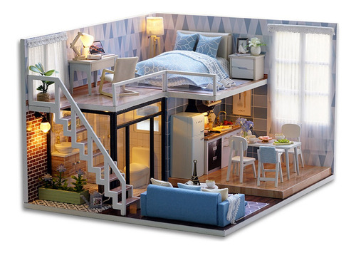 Diy Miniatura Loft Dollhouse Kit Realista Mini 3d Madera
