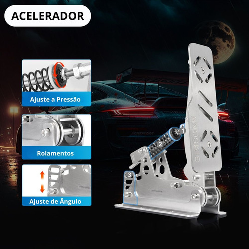 Pedal Load Cell Simsonn Pro Plus P3 Preto Volante Pc Gamer