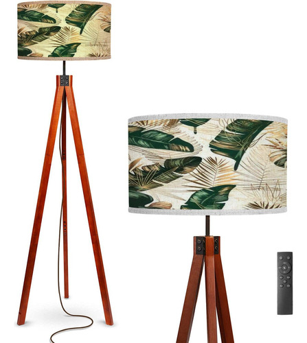 Floor Lamp Golden Green Tropical Leaves A White Seamless