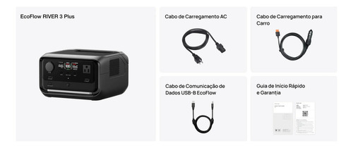 KIT Ecoflow River 3 Max Plus 127v 600w 286wh + Bateria Extra 572wh - Estação De Energia Portátil Nobreak Gerador Solar