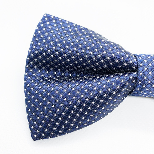 Corbata Moño Pajarita Azul Marino Punto Chico Blanco Hombre