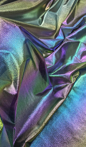 Tecido Lurex Creponado Holográfico Preto