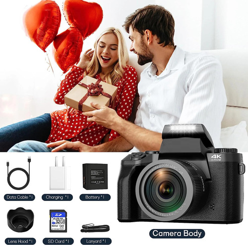 Cámara De Vídeo Digital Slr Dsl, Videocámara 4k Hd De 64mp
