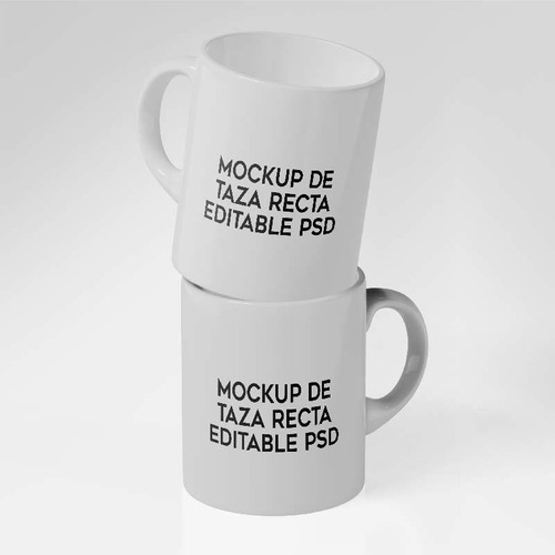 Mockup Taza Recta Vista Doble Editable Photoshop Sublimación