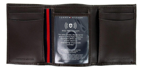 Carteira Tommy Hilfiger Trifold Preta Com Proteção Rfid