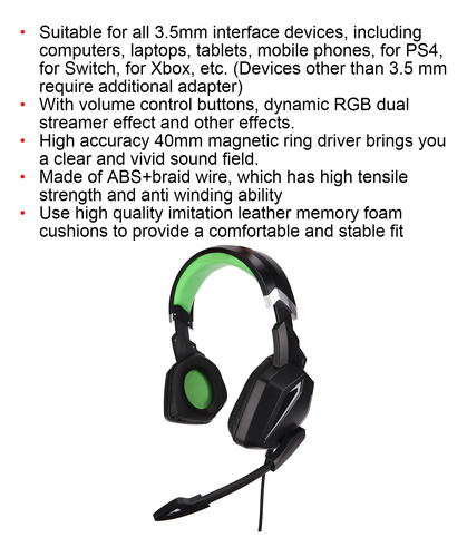 Auriculares Para Juegos De 3.5 Mm Para Control De Volumen De