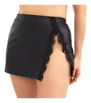 Comprar Mini Rap Pompavana Falda Engomada Con Tajo Tiro Alto Negra