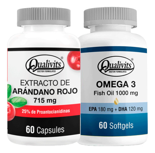 Extracto De Arándano Rojo + Omega 3 60 Cápsulas Qualivits