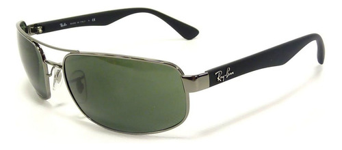 Óculos de sol polarizados Ray-Ban RB3445 Large armação de metal cor polished black, lente green de cristal clássica, haste black de metal