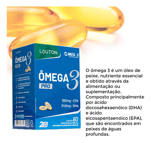 Omega 3 Pró Lauton Óleo Peixe Epa/dha 60cáp