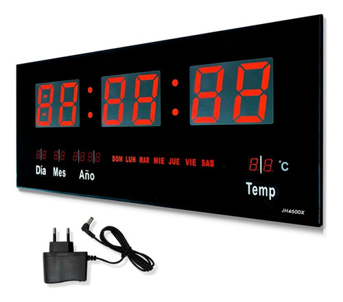 Reloj Mural Led Digital Temperatura Y Calendario 47cm X 23cm