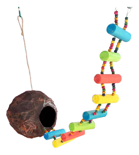 Juguete Para Cocotillas , Cotorras Escalera Con Refugio Multicolor