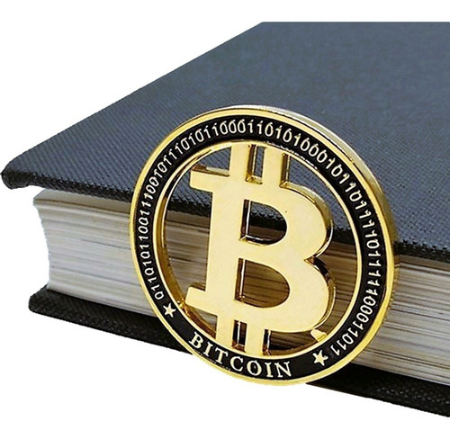 Imagen 6 de 6 de Bitcoin Moneda Oro Hollow En Exhibidor Flotante Vista 360!
