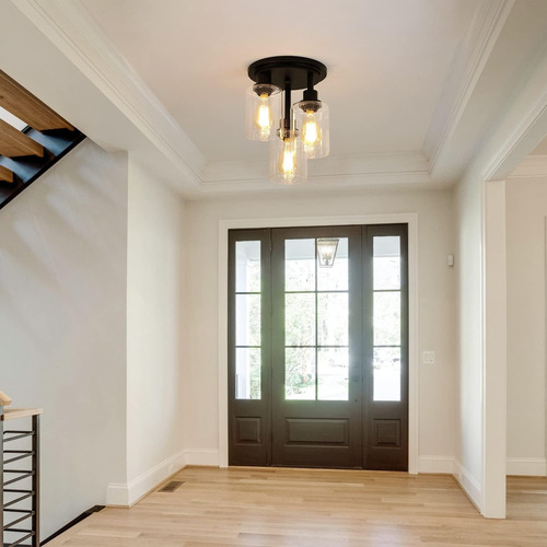 3wwwuee Semi Flush Mount Plafón,3 Luces Pantalla De Crist...