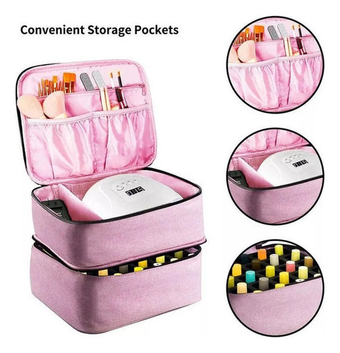 Bolsa De Almacenamiento De Esmalte De Uñas Rosa Portátil
