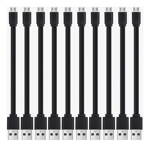 Cable Micro Usb Plano A Granel, 1 Pie Corto, Paquete De 10,