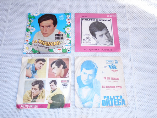 Lote De 4 Discos Simples Vinilo. Palito Ortega - Con Sobres