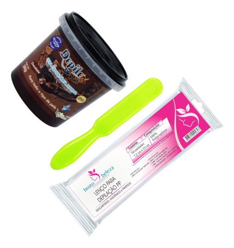 Kit Pra Depilar Em Casa Cera 290g Chocolate + Tnt + Espátula