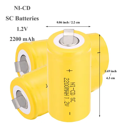 Odstore Bateria Recargable 12 V 2200 Mah Nicd Tap Sub C Sc B
