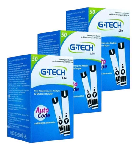 Tiras Reagentes Glicose G-tech Lite 150 Fitas Kit 3 Caixas