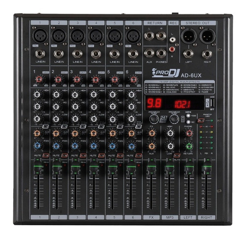 Consola Análoga Ad-6ux Prodj Ad6ux Ad 6ux Pro Dj 6 Entradas 