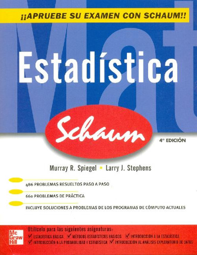 Libro Estadística Schaum De Murray R. Spiegel, Larry J. Step