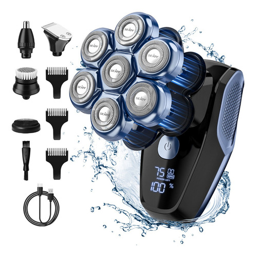 Sejoy Alien Pro Rasuradora Eléctrica Barba Recargable Hombre Afeitadora Y Calvo Corta Pelos Kits 5 En 1 Color Azul 127V