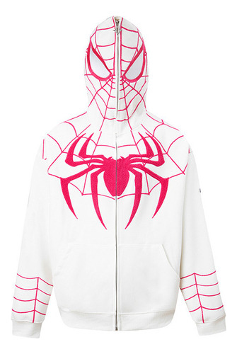 Spiderman Suéter Con Cremallera De Máscara Sudadera Blanco