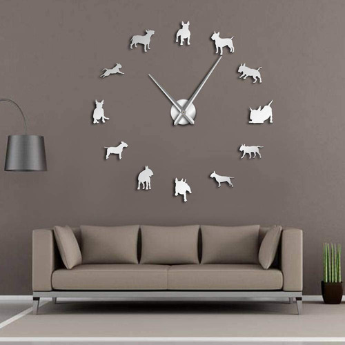 Reloj Pared Efecto Espejo Diseño Perro Gigante