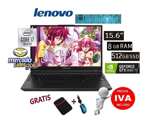 Imagen 1 de 9 de Lenovo Legion 5 Gamer I7 10ma, 8gb Ram,512 Ssd,gtx 1660ti6gb