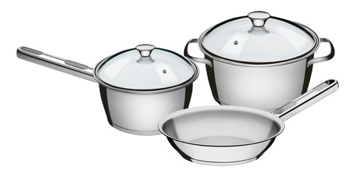 Batería De Cocina Triple Fondo Acero Inox Tramontina 3 Pzs