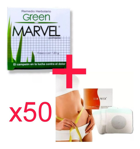 1 Green Marvel 120gr Dolor + 50 Slim Patch Quema Grasa