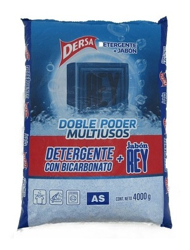 Detergente Dersa As En Polvo 4000 Gr Bicarbonato + Jabon Rey