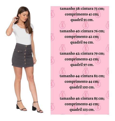 Imagem 7 de 7 de Kit 2 Pçs Calça Flare Em Sarja Lycra E Saia Feminina Bolsos
