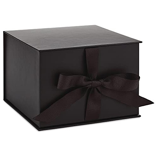 Caja De Regalo Negra Grande De 7  Tapa Y Relleno De Pap...